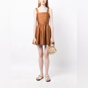 NWT ALICE + OLIVIA Sage lace-up cotton-blend sateen mini dress size 4